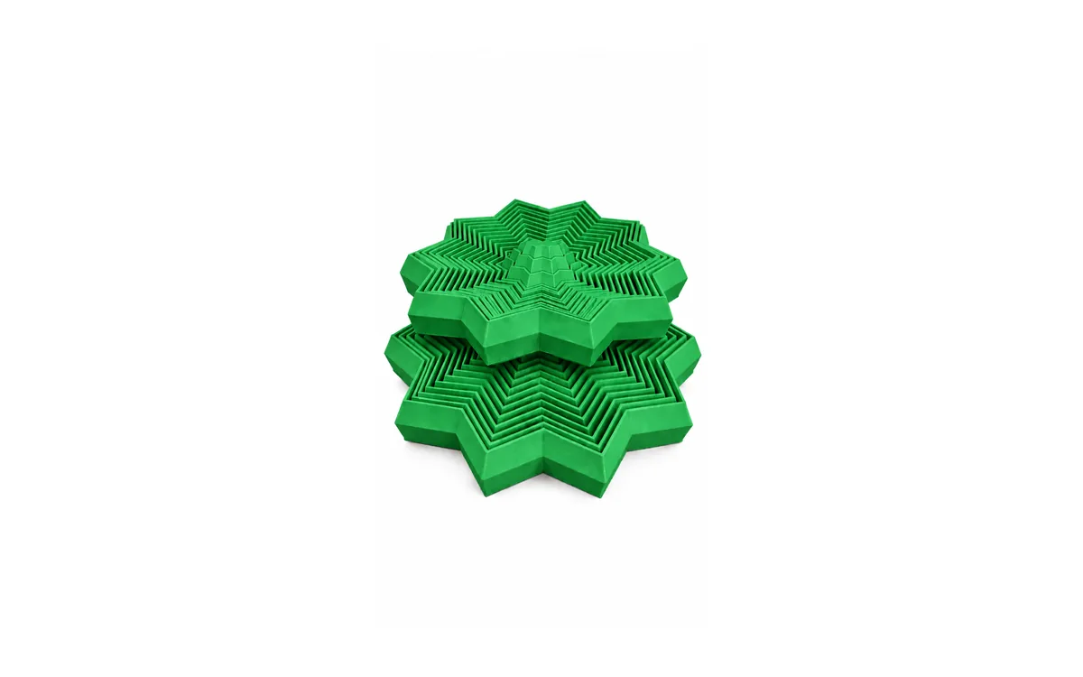 Fidget estrela articulada verde, impresso em 3D pela Vektor